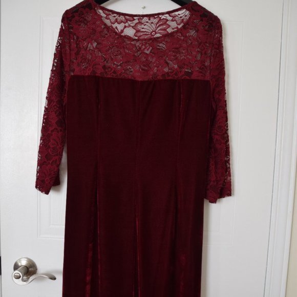 Together Women's Velvet & Lace Burgundy Dress -Size 16 -New! - Picture 5 of 10